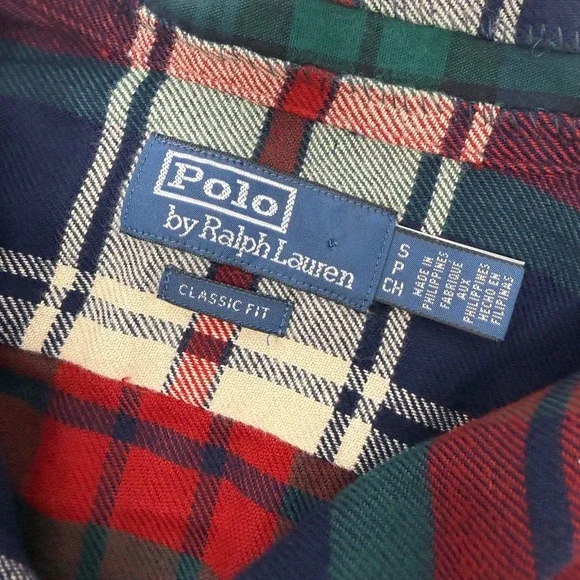 Polo Ralph Lauren Classic Fit Plaid Flannel Camp Shirt Mens Small Distressed NEW
